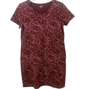 Duluth NoGA Rust Floral Stretch Short Sleeve T Shirt Dress‎ Gorpcore Medium